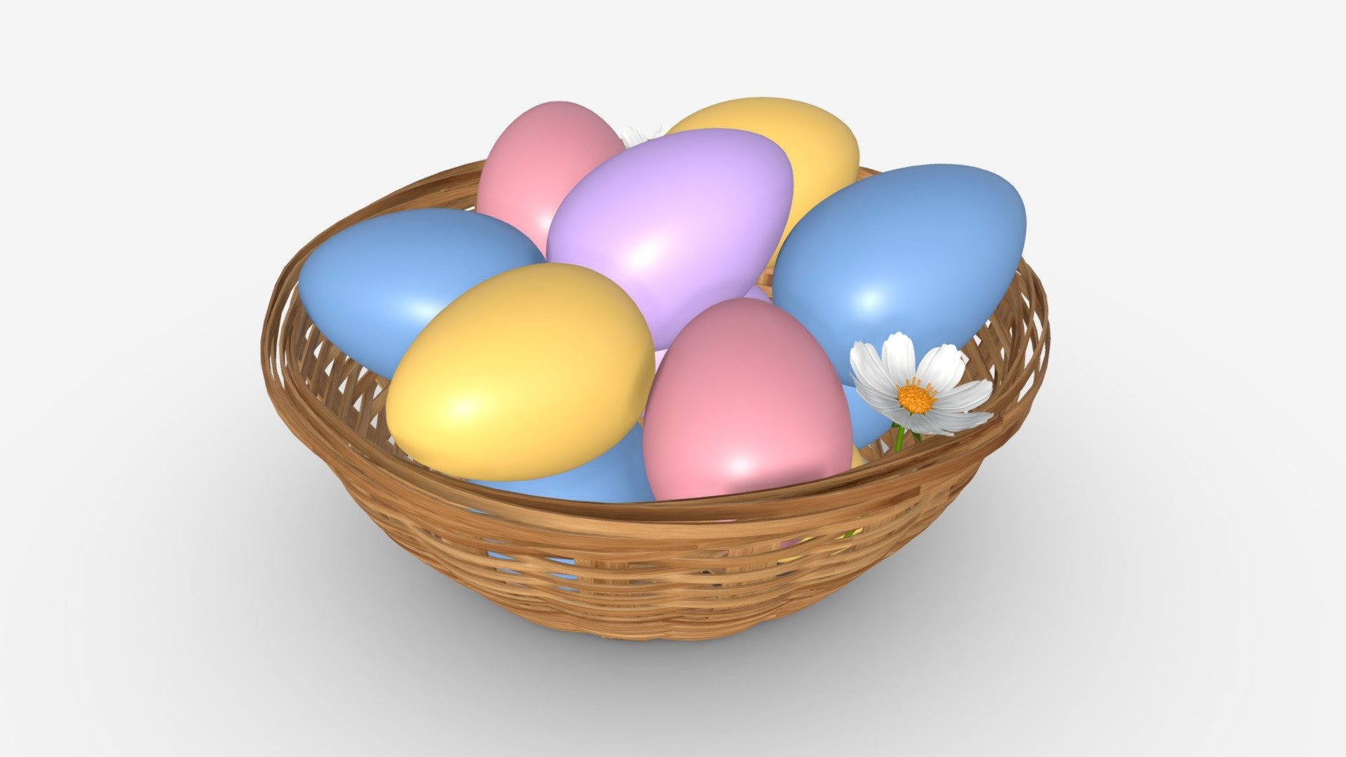 Easter Eggs in Wicker Basket Composition - Buy Royalty Free 3D model by HQ3DMOD (@AivisAstics) 3d model