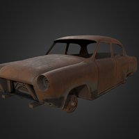 Old Car Wreck ruins, sedan, rust, post-apocalyptic, transport, rusty, ruined, destroyed, gaz, asset, vehicle