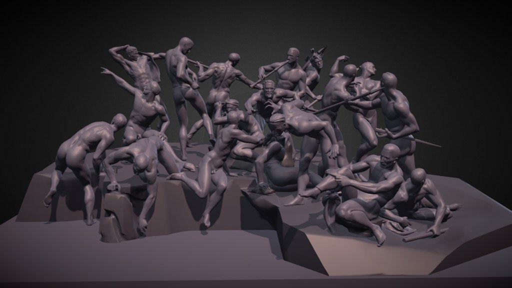 WIP from my sculpture project on three-dimensional transposal of Michelangelo’s Battle of Cascina 3d model