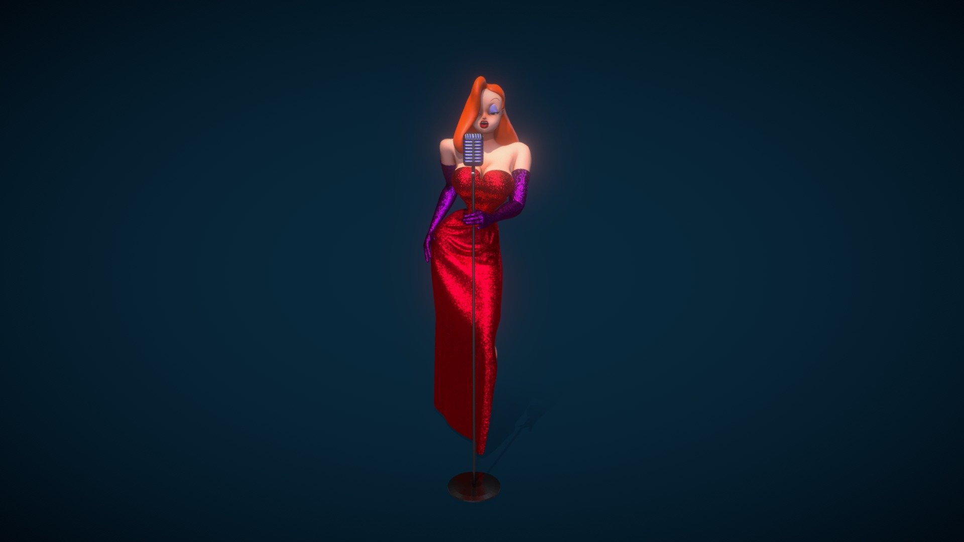 Fan art of Jessica Rabbit. 
She's not bad, she is just drawn that way. 

I'm hoping to build her a proper rig and do an animation of her Singing scene from the film 3d model