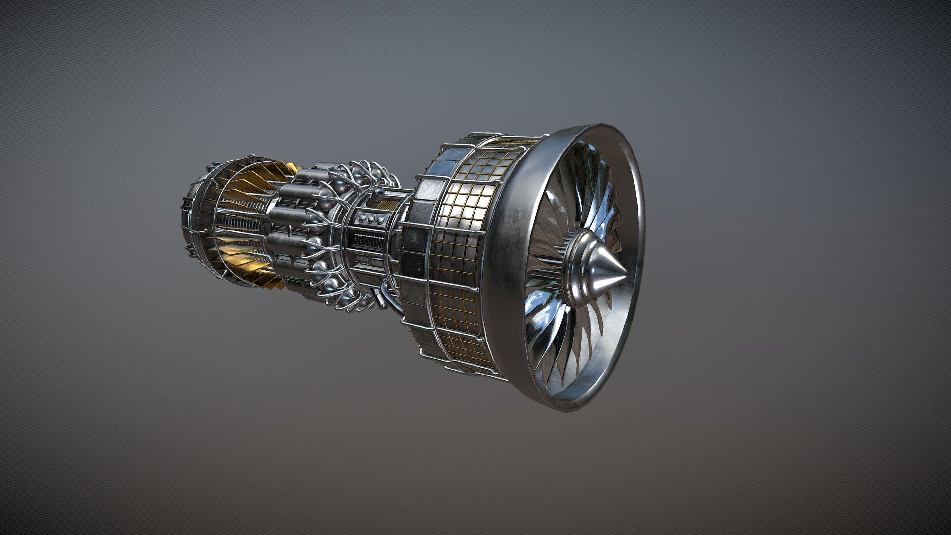 The textures are CC0 licensed and from the following websites:
https://cc0textures.com
and
https://www.cgbookcase.com - Turbine | Turbofan Engine - Download Free 3D model by blenderbirb 3d model