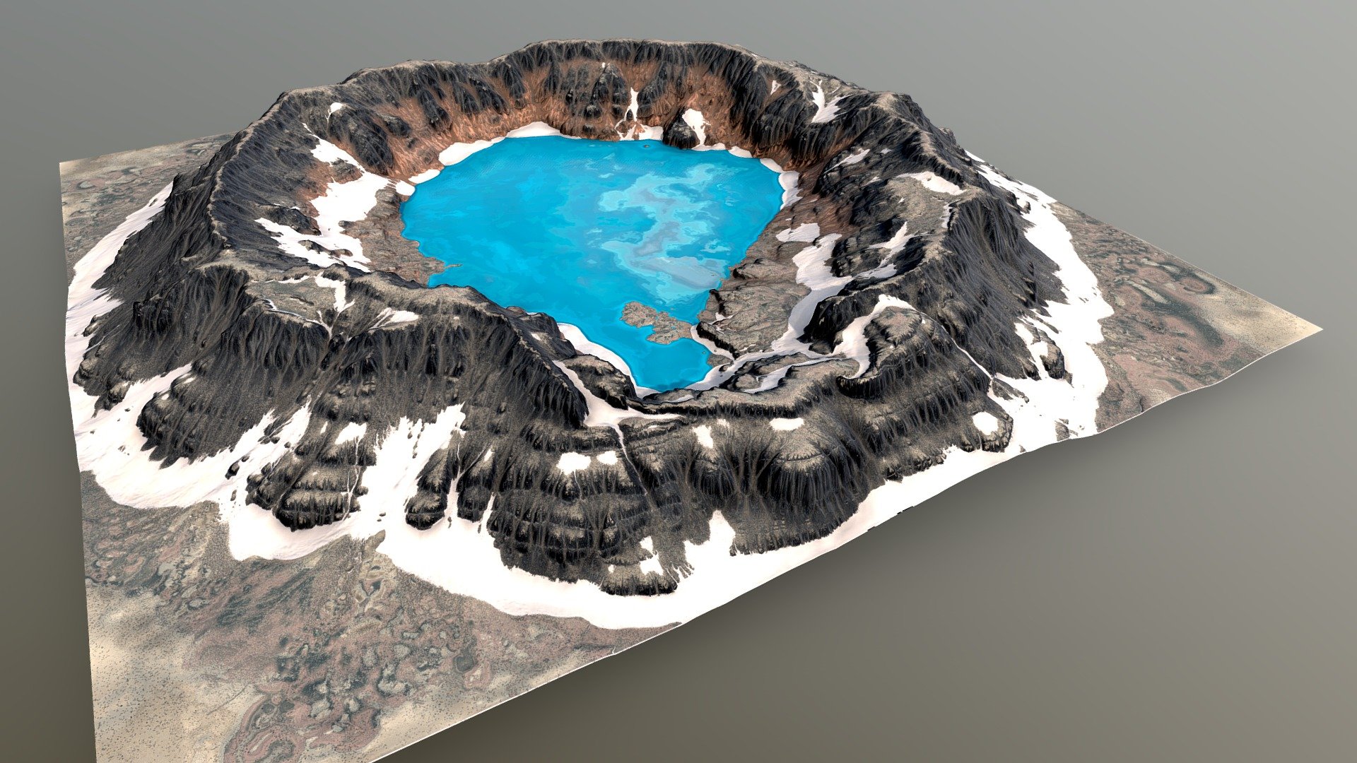 A distant crater lake filled with all kinds of alkaline water qualities, with Gaea and Substance Painter!

PBR Material set to 4K - Crater Lake Terrain - Buy Royalty Free 3D model by taber.noble 3d model