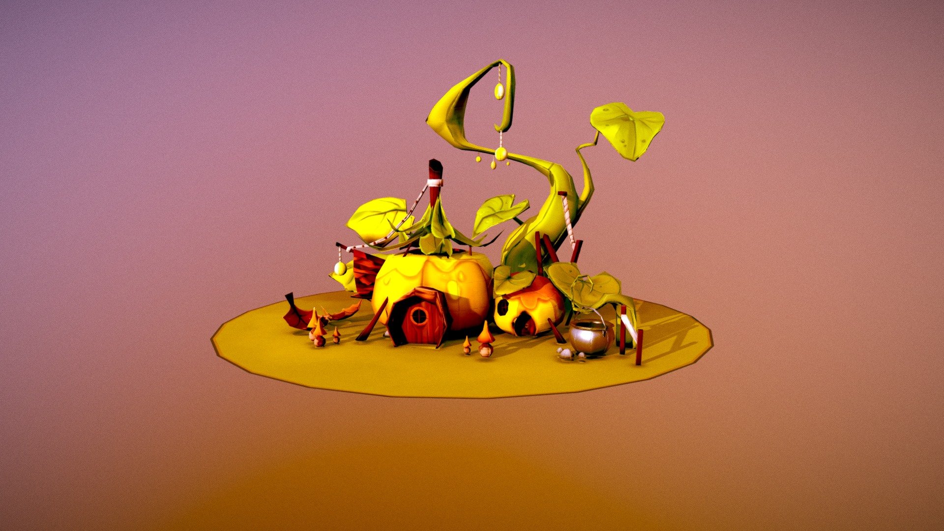 Low poly Recreation of the concept art of the “Autumn House” by Ettiene Savoie for a school project 3d model