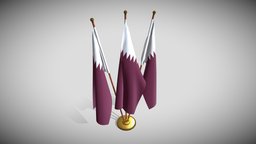 Qatar Flag Pack office, flag, desk, holder, pole