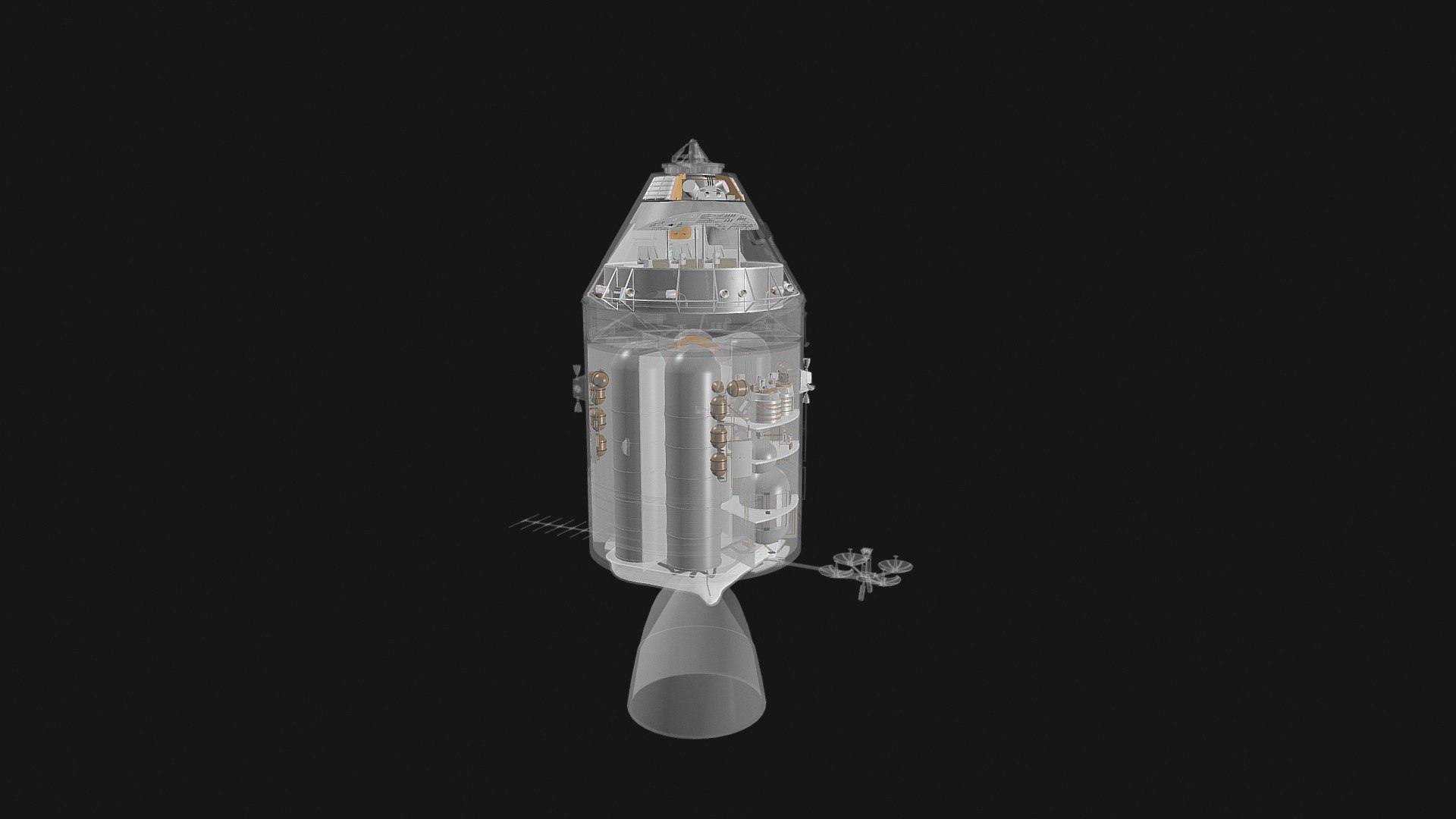 Cross-section of the Apollo Spacecraft - 3D model by miloszm18 3d model