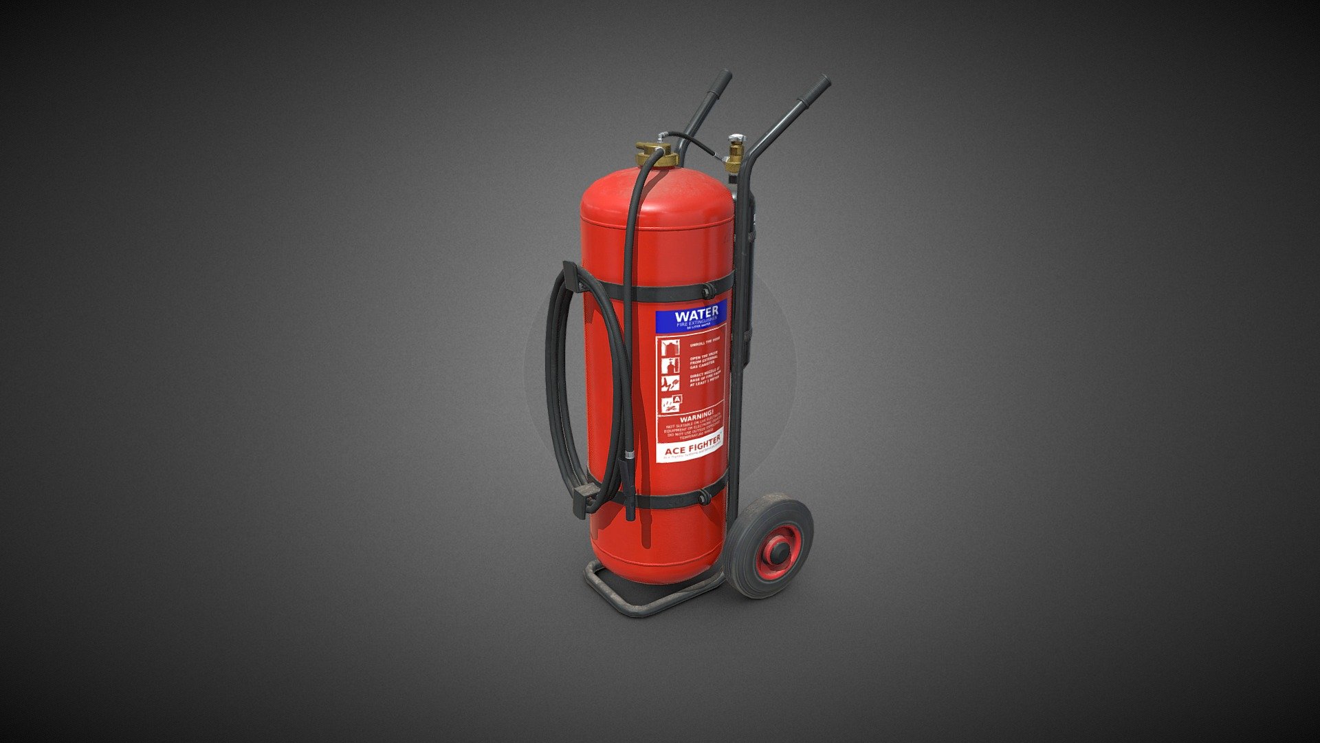 Highly detailed low poly model of a wheeled fire extinguisher. Suitable for industrial visualization, simulators, and games.

Technical Features:


PBR Textures: base color, roughness, metallic, and normal map
Polys: 4,403 (8,510 tris)
Real-world scale based on references
All branding and labels are custom made

Formats included: .blend / .fbx / .obj

Textures:

This model includes 3 sets of PBR textures: red-black (as seen on the viewer), a full red (trolley is red instead of black), and a full green version. The 2 additional sets of textures are NOT included in the model as default; they need to be setup manually.


Number of textures: 12
Texture format: PNG
Texture size: 4096 x 4096

The model can be used in any game, personal project, ArchViz, etc. It may not be reselled or redistributed 3d model