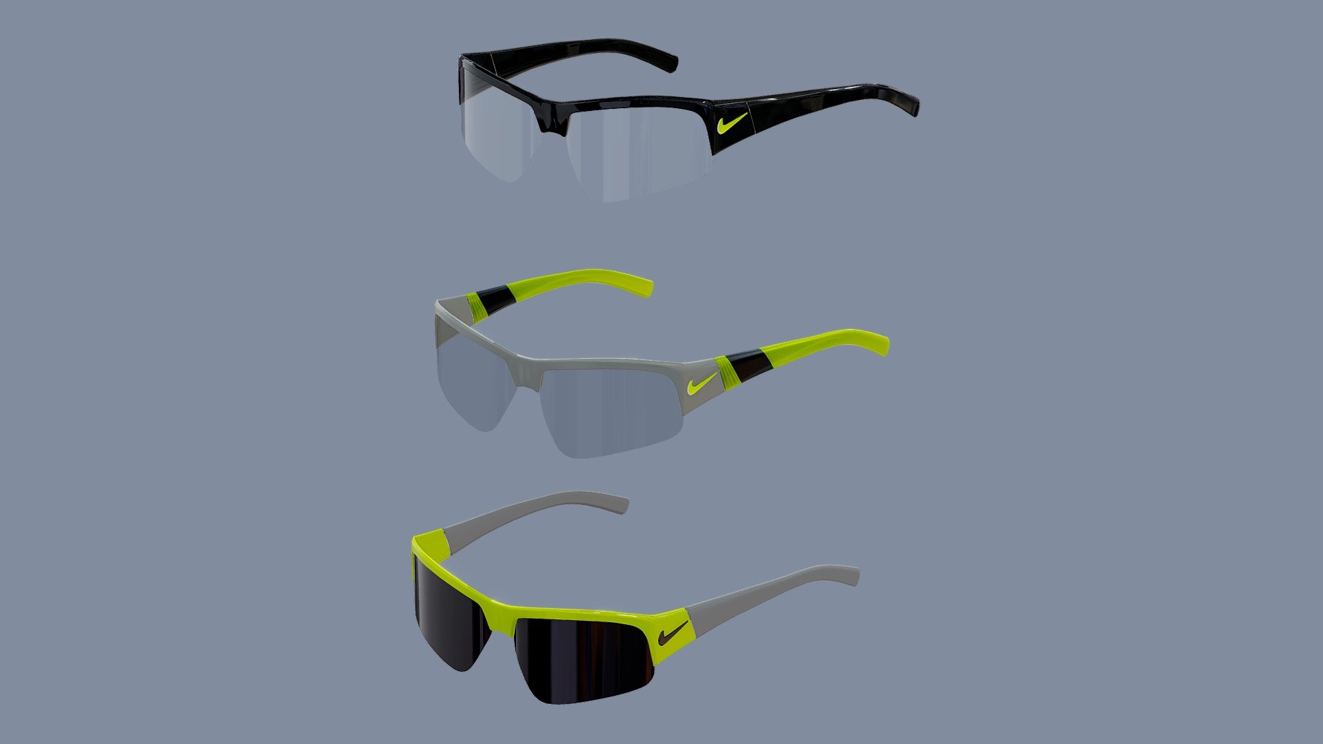 A Set Of Multiple Nike Sunglasses. 3d model
