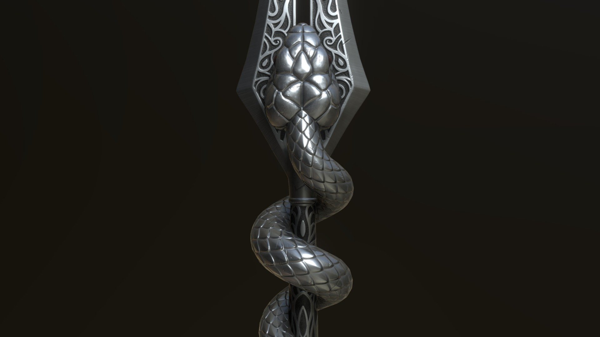 A model of the artisan spear, themed around the viper with twin blade 3d model