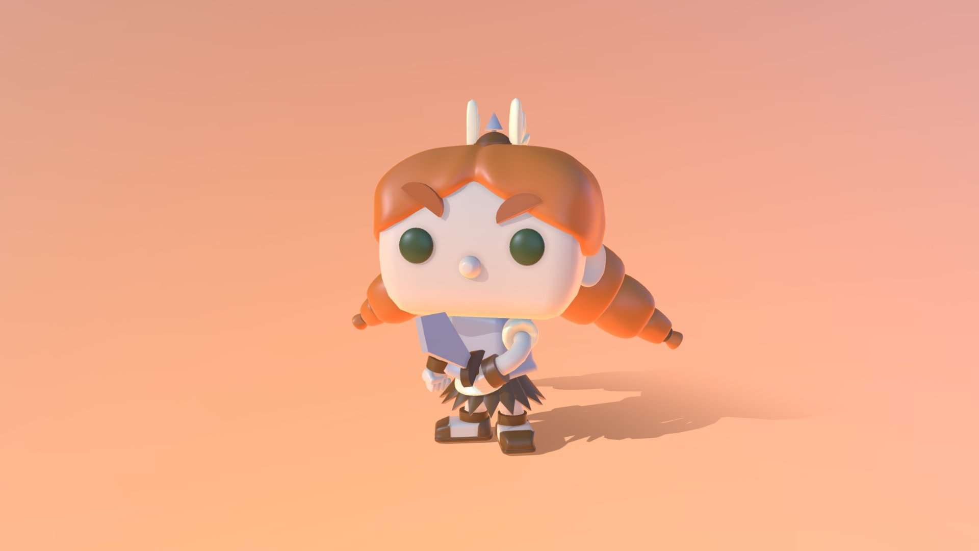 A character I created that was brought into the Funko Pop realm - Little Valkyrie Funko Pop Design - 3D model by MadiRitter 3d model