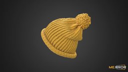 Yellow Knit Hat hat, winter, textile, fashion, ar, 3dscanning, fur, yellow, fabric, casual, knit, warm, photogrammetry, 3dscan, casual-fashion, noai, fashion-scan, winter-fashion, knit-hat, yellow-hat, yellow-knit