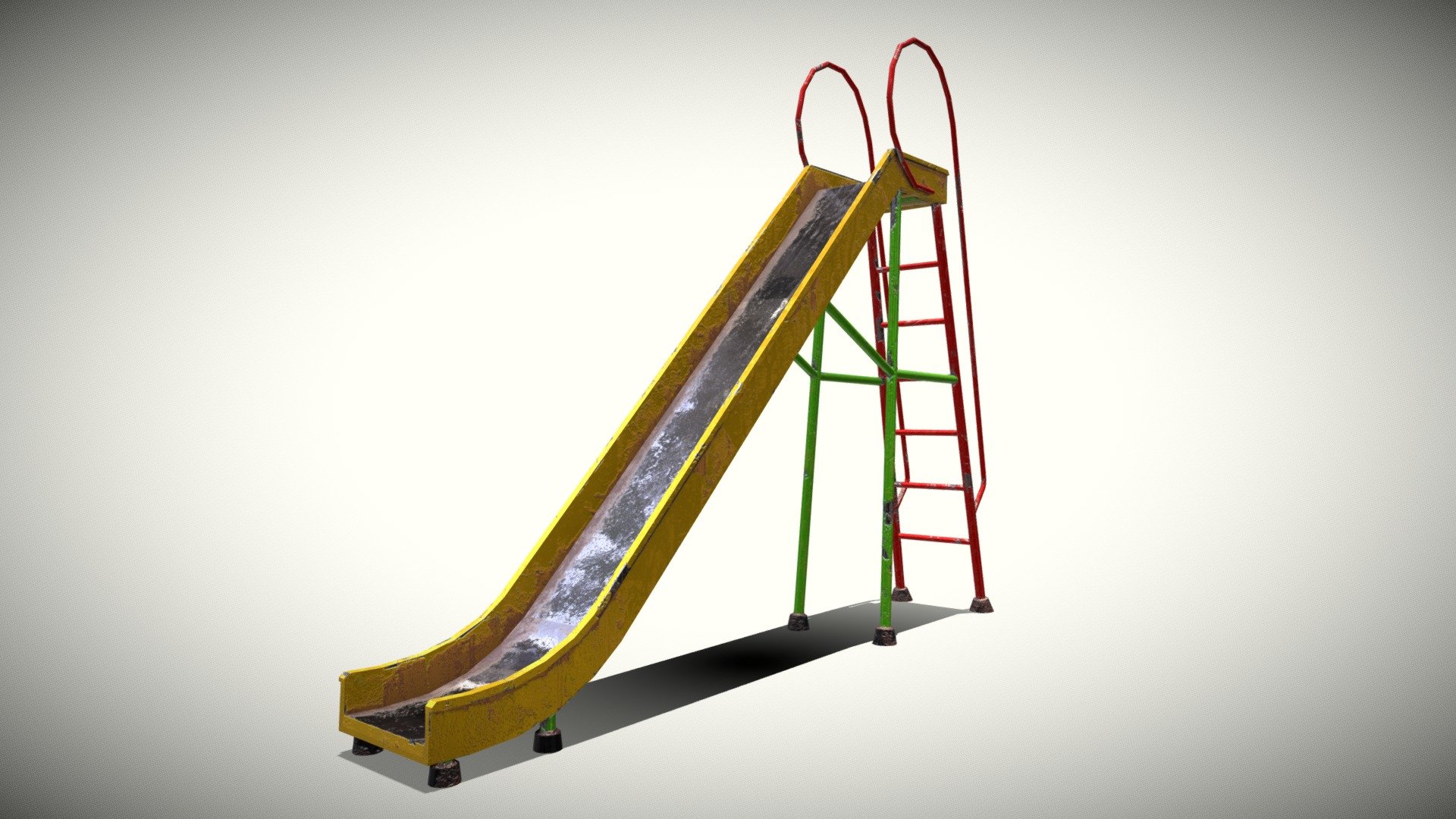 Old metal slide. Full scale model with few polygons, perfect for use in games. In additional download .dae .fbx .obj 3d model