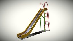 Slide Old Metal school, stairs, baby, garden, boy, exterior, fun, soviet, children, toys, ground, slide, swing, play, park, playground, metal, ussr, yard, nursery, colorful, swings, architecture, game, lowpoly, low, poly, city, street, sport