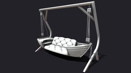 Suspended Boat Swing couch, swing, furniture, rope, pulley, outdoor, nautical, poolside, tassel, knots, outdoor-furniture, chair, boat