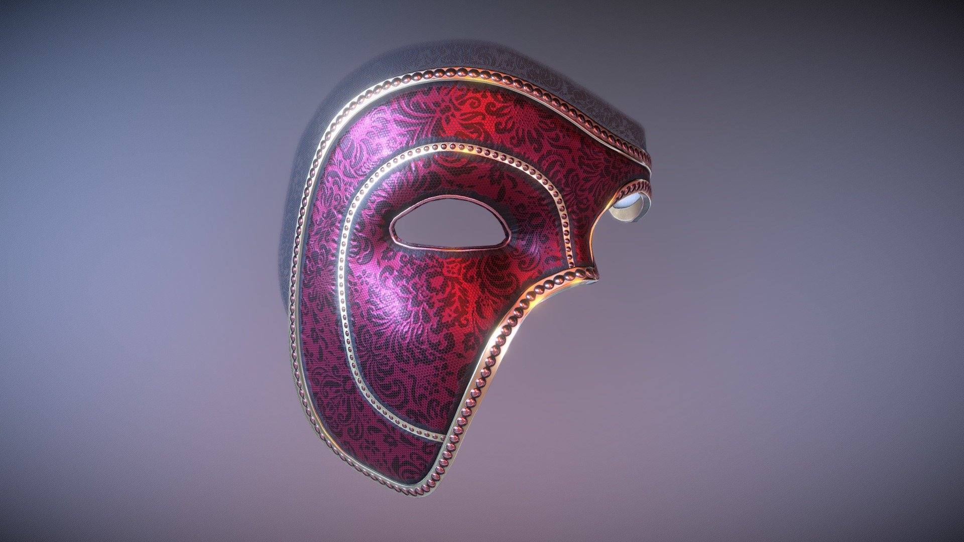 Masquerade Mask



All Textures created in Substance Painter and exported in .PNG PBR formats.

Includes textures for rough/met and gloss/spec workflows.

Logically named objects, materials and textures.

Modelled in Blender 2.91

Textured in Substance Painter 2020.2.1.

modelled to real world scales.

Fully and efficiently UV unwrapped.

Game ready.

Tested in Marmoset Viewer, Marmoset Toolbag, EEVEE and Cycles.


Formats included



.Blend (Native)

.FBX

.OBJ

.DAE


Textures included in .png format.
Masquerade Mask - 2K




Base Colour (Metallic Colour)

Diffuse (Metallic Black)

Roughness

Glossiness

Specular

Metallic

Normal - (OpenGL Unity standard)

Normal - (DirectX Unreal Standard)

AO

Opacity


Poly Counts not including head mesh (According to Blender inspection tools).



Face count: 3,130

Vert count: 3,175

Edges: 6,304

Triangulated count: 6,256
 - Masquerade Mask - Buy Royalty Free 3D model by PBR3D 3d model
