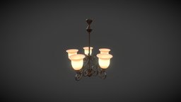 Chandelier V1 lamp, games, ceiling, manor, unreal, realtime, chandelier, old, ceilinglamp, unity, game, lowpoly, light
