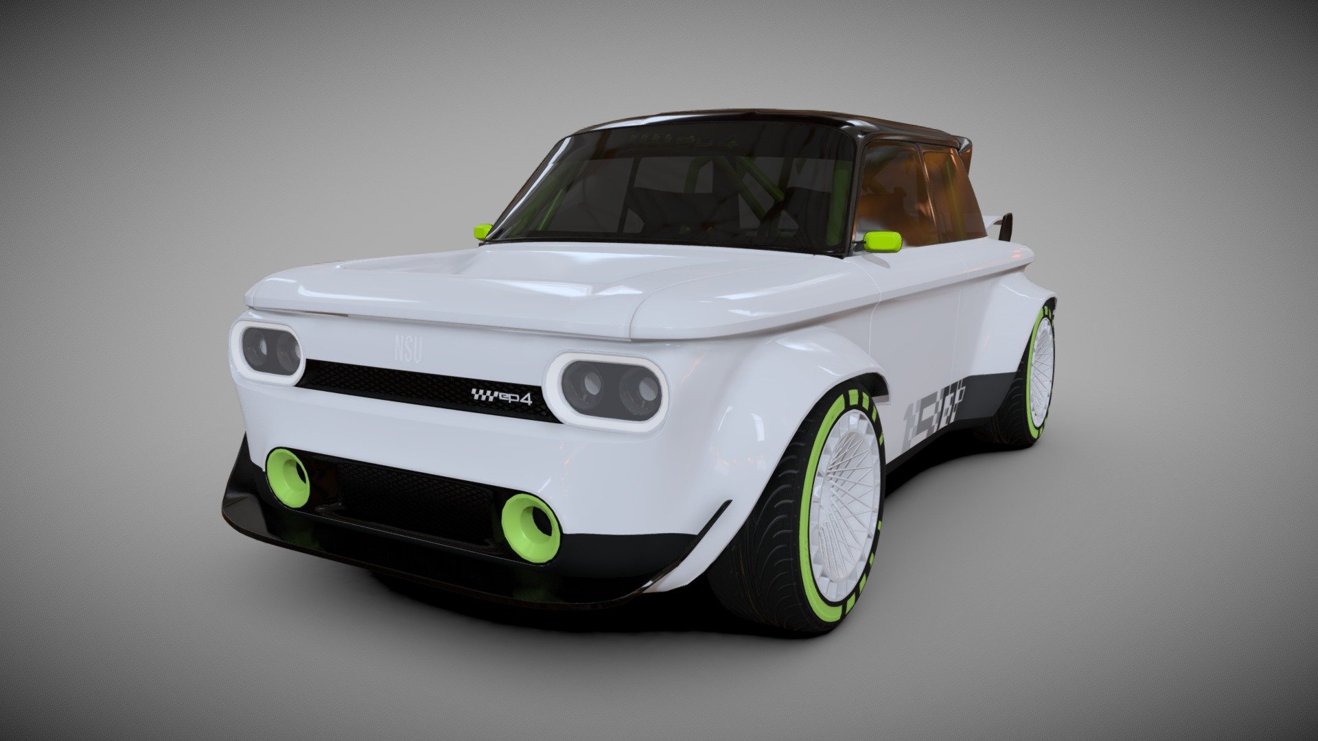 electrified concept car based on the NSU Prinz 4 which was an iconic classic car 3d model
