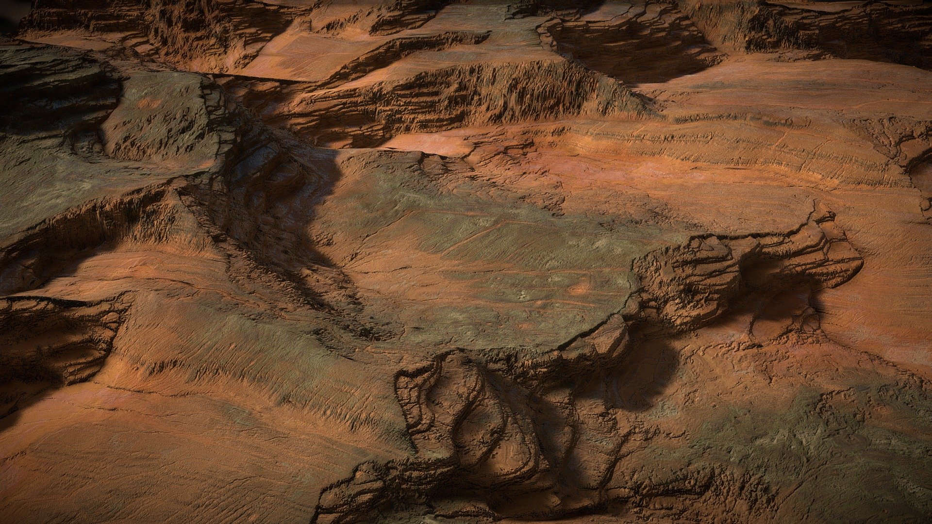 Mars inspired eroded terrain. Diffuse and normal map in 4k 3d model