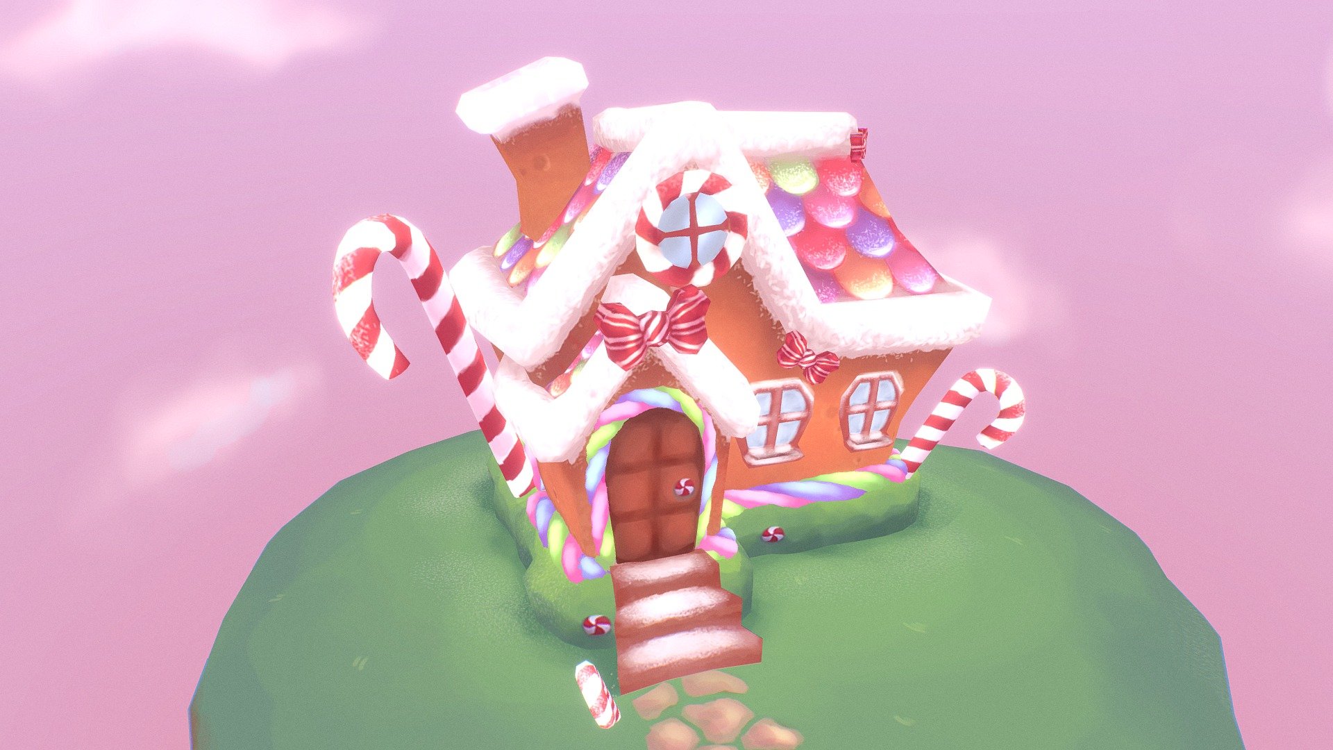 I've been wanting to create a candy-themed piece for a while, so this was a whole lot of fun to make! Wanted to go for a real cartoonish, completely handpainted look, so this is my first time using just a diffuse map for piece.

Created in 4 weeks as an assessment piece using Maya, Photoshop and 3D Coat. 

Any feedback would be much appreciated! - Candy Cottage - 3D model by Vinnie D'Cruz (@morques) 3d model