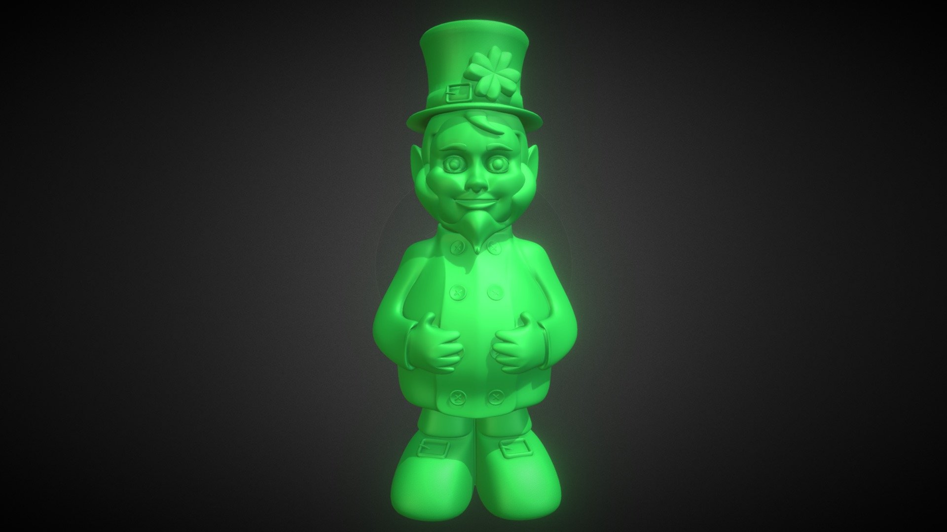 I made this printable 3D model for my mom. She asked me for a leprechaun because she likes to decorate for prettymuch every holiday. The print came out pretty well besides the beard, but he was a pain in the arse to clean up 3d model
