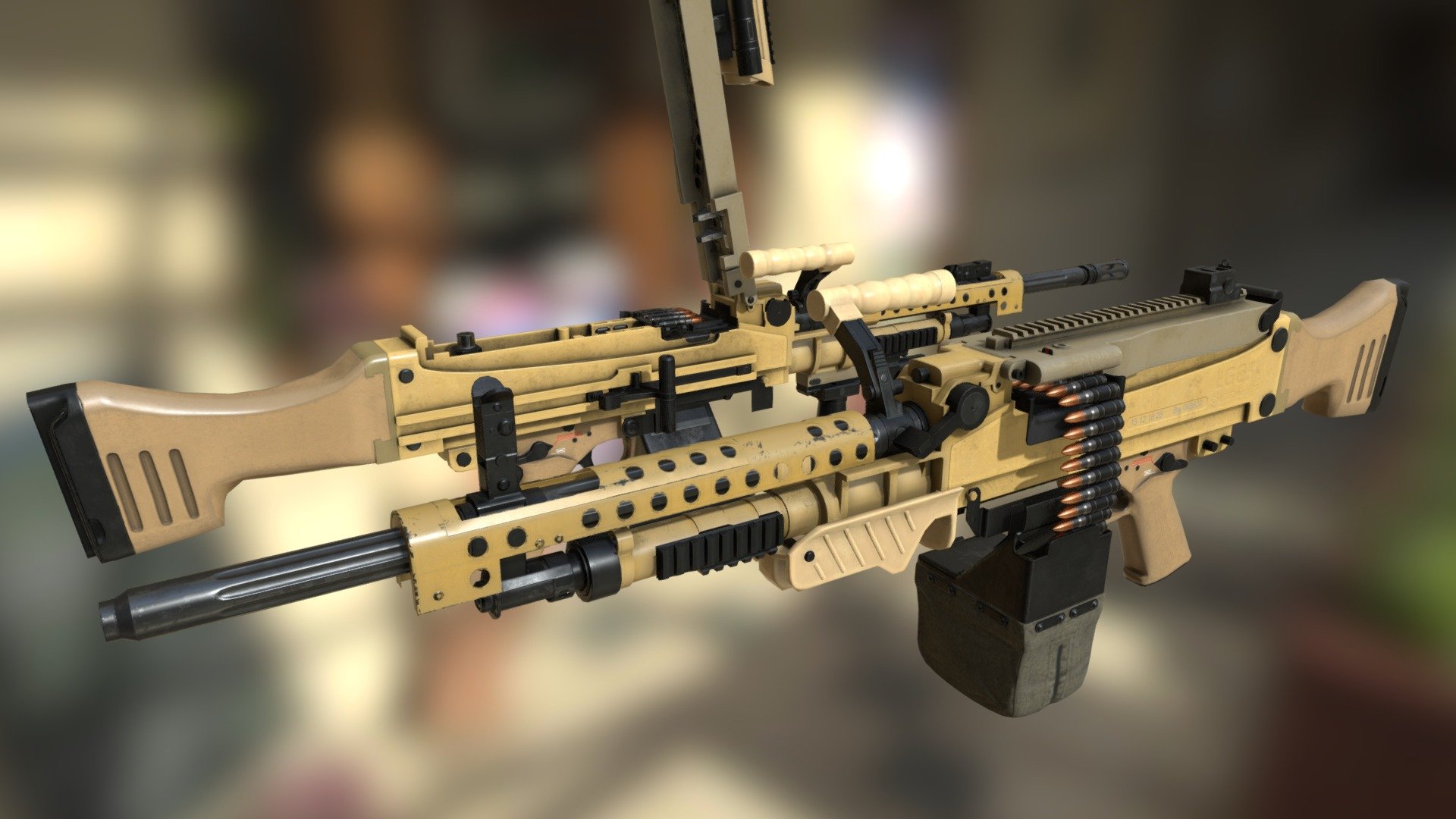 A model I made for SCP Secret Laboratory's Parabellum update, or 11.0. This model is based on the HK MG5, and replaced an older version of the Logicer made by another artist that had been in the game for quite some time.

This model was a major step up for me, both in complexity and in execution. I faced quite a few challenges in its creation, but am quite happy with the result. 

I've also created a set of first-person animations for the model, which are used in-game. 
You can find a video of them here: https://www.artstation.com/artwork/rA8La5

Modeled in Blender 3D
Textured in Substance Painter
SCP SL by Northwood Studios - SCP Secret Laboratory - Logicer LMG (HK MG5) - 3D model by Mikel (@Da_Mikel) 3d model