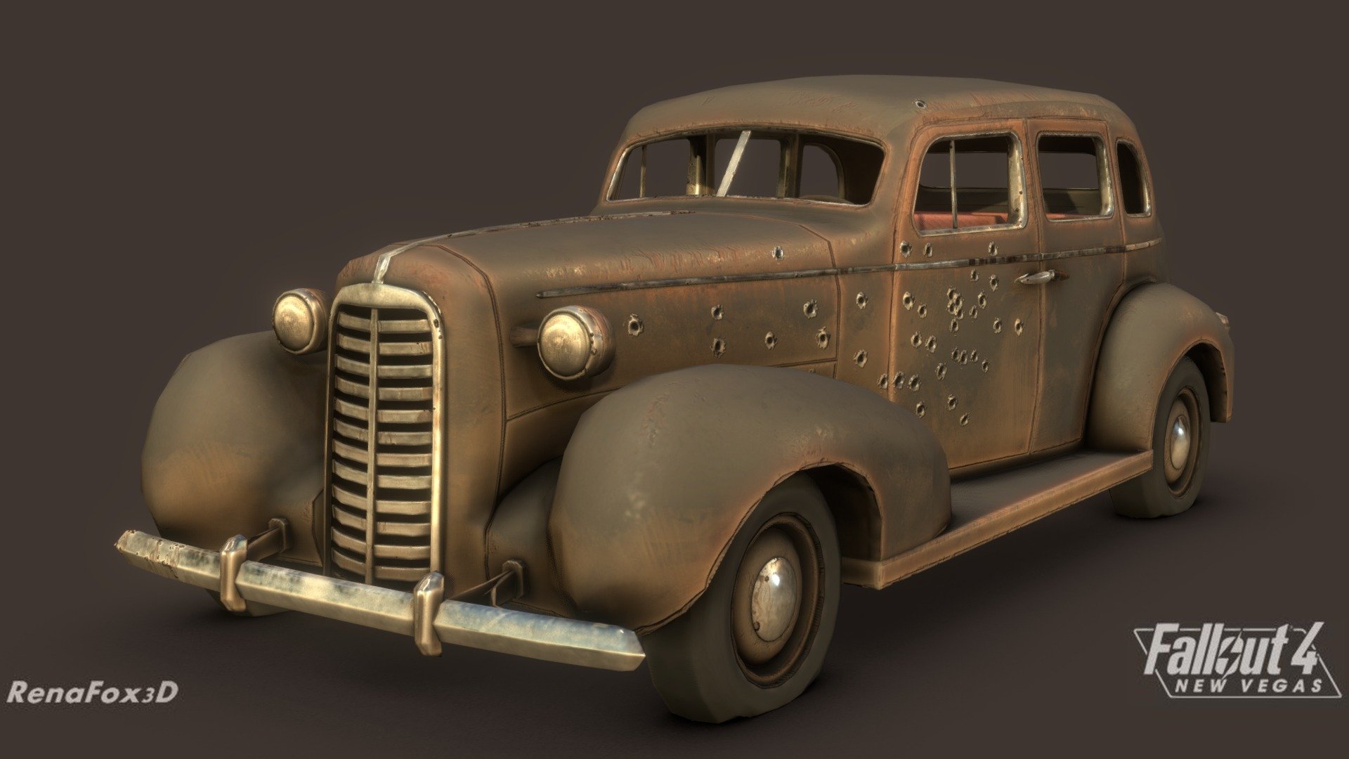 The death car of Vikki and Vance located at the casino of the same name in Primm. Made for the Fallout 4 New Vegas mod project.

Made in 3DSMax and Substance Painter - F4NV - Gangster Car - 3D model by Renafox (@kryik1023) 3d model