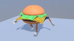 Burger Walk burger, materials, maya, 3d, model, animated, textured, rigged