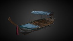 Longtail boat thailand, low-poly, boat