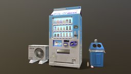 Milk Box Vending Machine ac, outdoor, props, machine, vendingmachine, garbagebin, garbagecan, japanese-style, street, milkbox, acunit