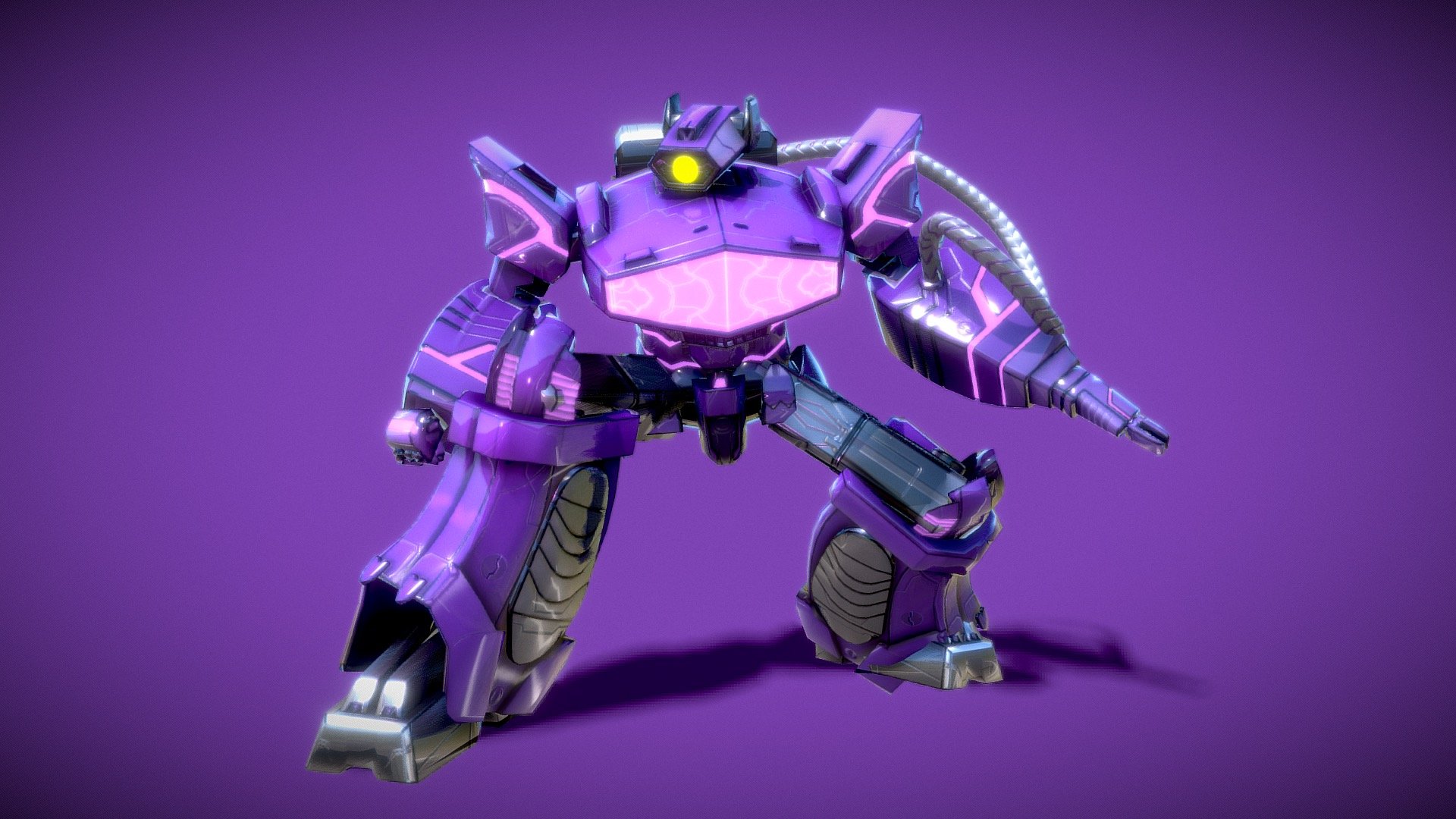 A fan artwork tribute to the iconic toon circa 80s
Shockwave is a cold, emotionless Decepticon that serves as Megatron’s “mad scientist”. Throughout his incarnations, he is usually distinguished by a laser cannon instead of one of his hands and his distinctive face, which is featureless save for a single robotic eye 3d model