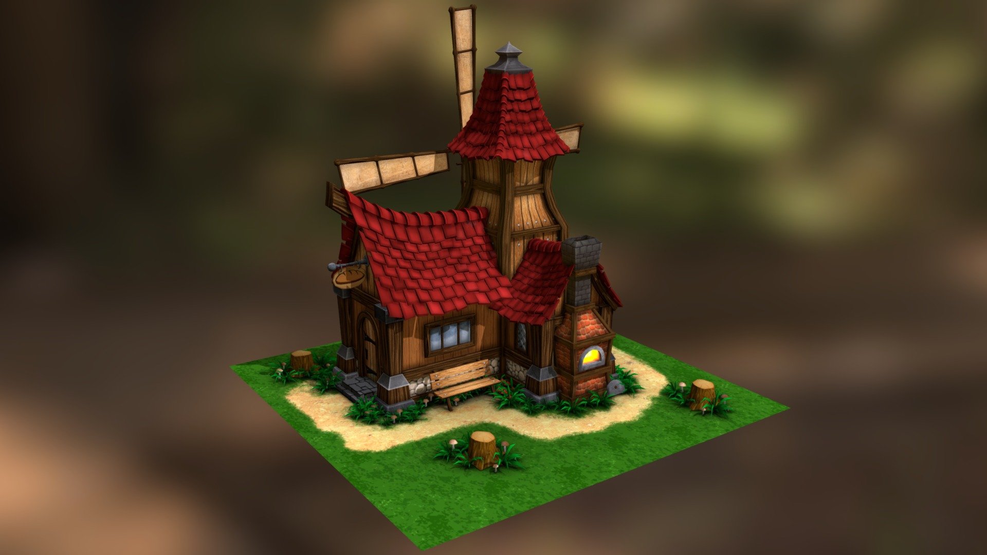 Windmill house 3d model - Windmill - 3D model by doskochdima 3d model