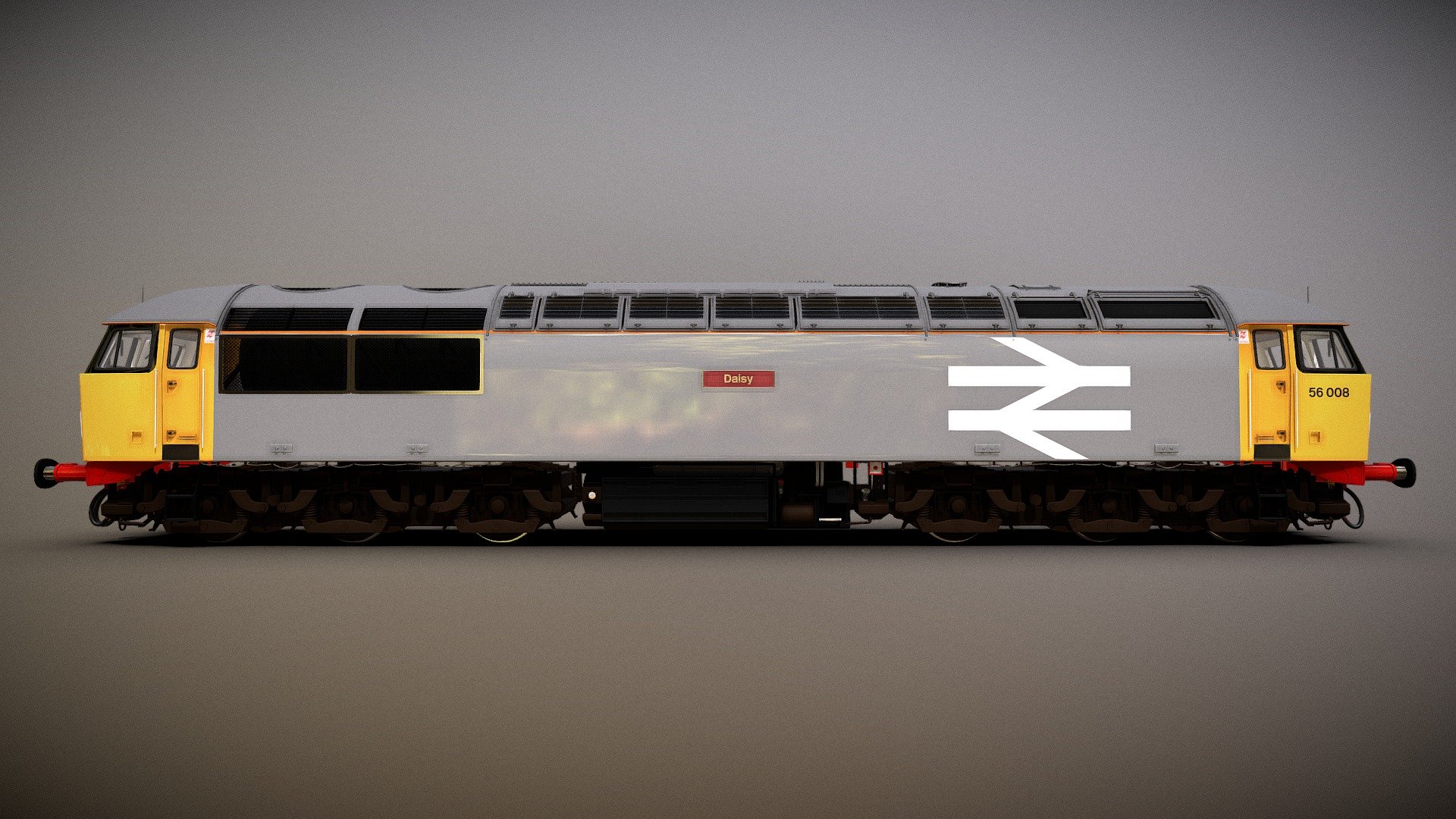 Class 56 Locomotive in British Rail Railfrieght Livery

Modelled in Blender 2.91

Updated to include, hazzard signage and door handles

I'm not sure how to credit someone properly on here, but I used another creators model for the door handles.  

&ldquo;Door Handle