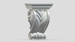 Scroll Corbel 46 stl, room, printing, set, element, luxury, console, architectural, detail, column, module, pack, ornament, molding, cornice, carving, classic, decorative, bracket, capital, decor, print, printable, baroque, classical, kitbash, pearlworks, architecture, 3d, house, decoration, interior, wall, pearlwork