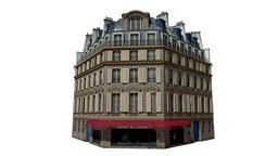 Parisian corner building paris, hotel, flat, residential, prop, urban, apartment, facade, city, street