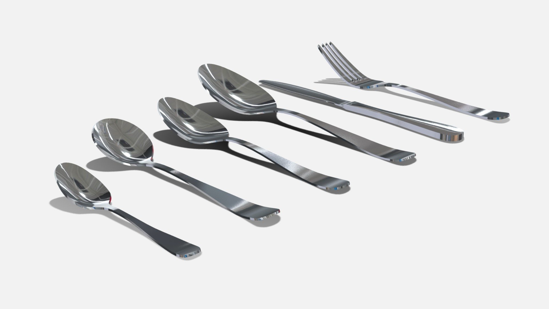Cutlery modeled from Sample with a single Sharing PBR material - Generic Stainless Steel Classic Cutlery - Buy Royalty Free 3D model by Axeonalias 3d model