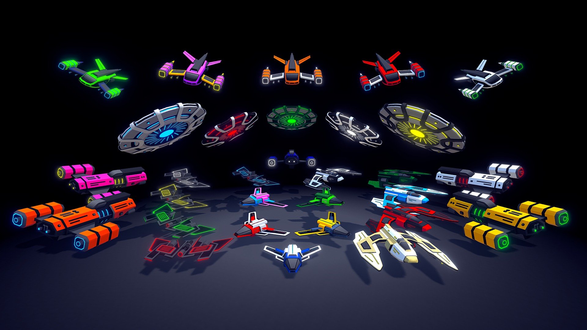 This is the May update of ARCADE: Ultimate Vehicles Pack!. All these vehicles will be added in May 8th with no additional cost. Available in Unity3D (in the Unity Asset Store and Sketchfab.

This update includes 6 new spaceships!. I hope you like it.

NOTE: For those whose projects don't involve spaceships, don't worry, I just wanted to expand the diversity of Space Vehicles. In the June update I will come back to the usual Land/Air/Water vehicles.

Best regards, Mena 3d model