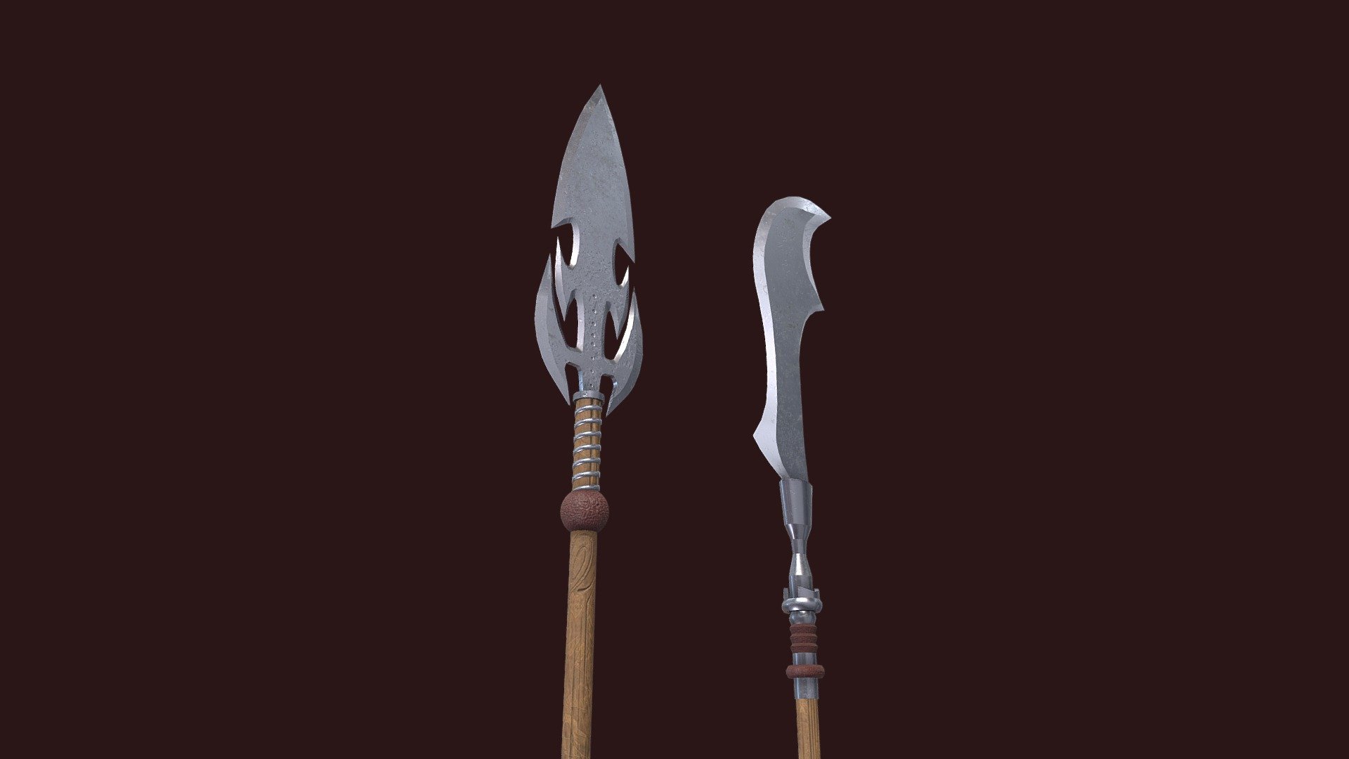 It is a spear and a glaive model that I made with a reference model for my medieval asset 3d model