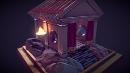 Temple At Night (Modular Kit) 02 greek, exterior, renaissance, quixel, suite, fire, roman, architecture, art, gameart, low, poly, animated, interior