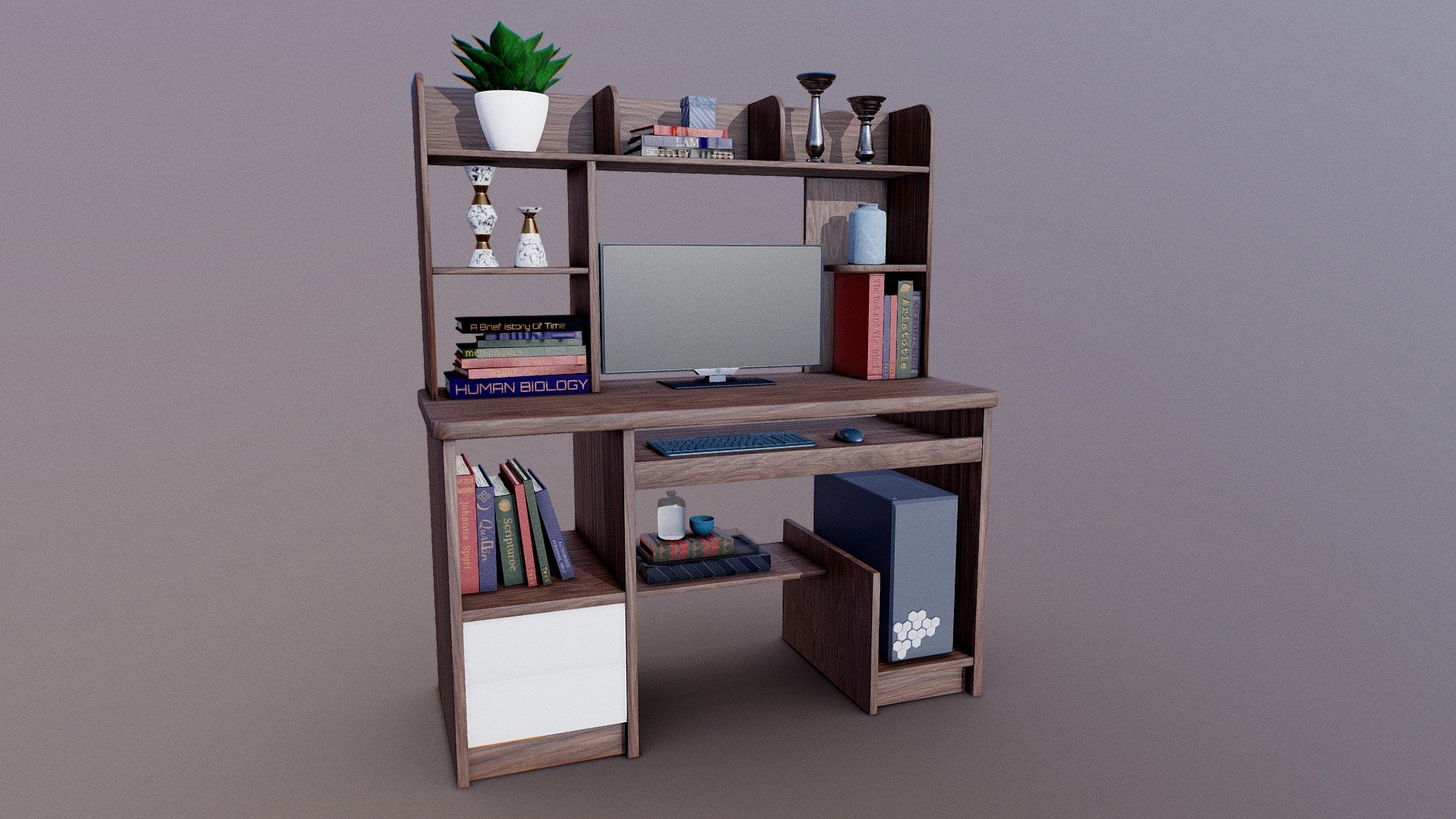 The computer desk is a kind of table used to put computers. It is a very important office and daily necessities. Modern computer desk has various styles, materials and designs. With the progress of society and science and technology, the design of computer desk is changing with each passing day 3d model