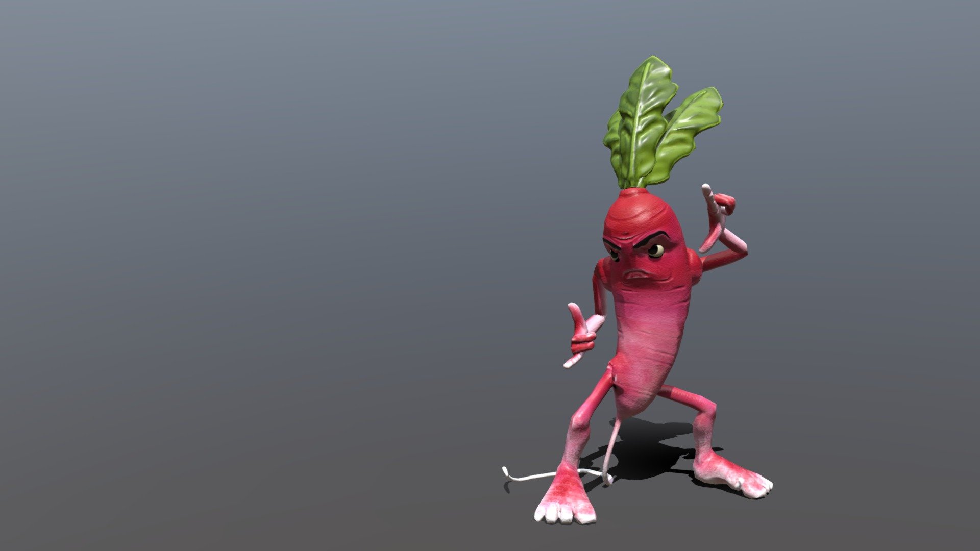 this radish is really dangerous. he was trained by the dragon sausage in the game Ketch'Up &amp; May'O 3d model