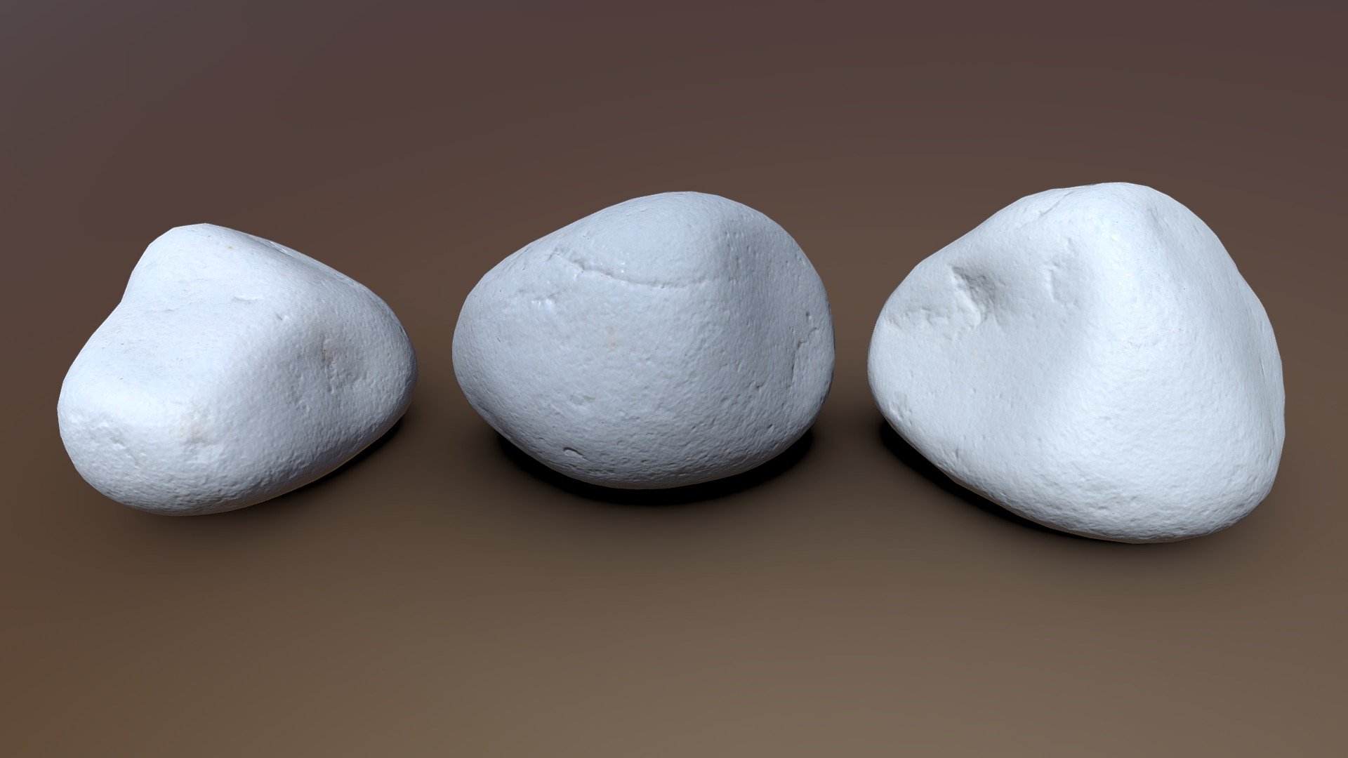 Set of white stones


Download contains 3 LODs (0.25x, 1x and 4x vertex count)
Download contains original .blend files
Download contains individual models for each stone
PBR material
Diffuse Ttexture 4096x4096
Quad based topology
One optimized normal map per LOD (or use the medium one for all LODs to save space)
All other textures shared between LODs for your convenience
 - White Stones - Buy Royalty Free 3D model by KuMa Digital Studios (@romay) 3d model