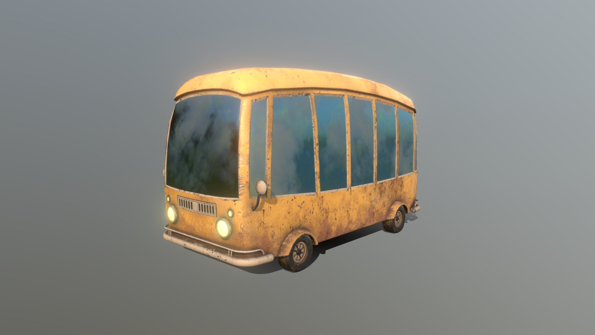 Rusty stylized cartoony bus/van model made in 3ds Max 2022 and textured in Substance Painter. Model has 12310 polygons and 12395 vertices. 




Model pack contains .fbx / .max / .blend and .obj file formats. Textures aren’t embedded into each format and have to be plugged in manually. Fbx files are provided for 2014/2015, 2016/2017 and 2020 versions

Wheels pairs and axis share same texture set (overlapping UVs)

Model is centered to the middle of its bottom part and placed to 0.0.0 scene coordinates

Textures come in a single 4k UV set

Texture pack contains .png textures optimized for Arnold, Vray, Corona, UnityHDmetal + .png/.jpeg and .targa files optimized for UE4

Nothing is animated

Everything is named properly

Model contains overlapping geometry and small parts which may cause z-fighting under certain circumstances

Make sure to contact me if you want more details or some minor adaptations to the model.

As usual: best wishes and have a nice day!:D - Stylized Cartoon Bus / Van - 3D model by Art-Teeves 3d model