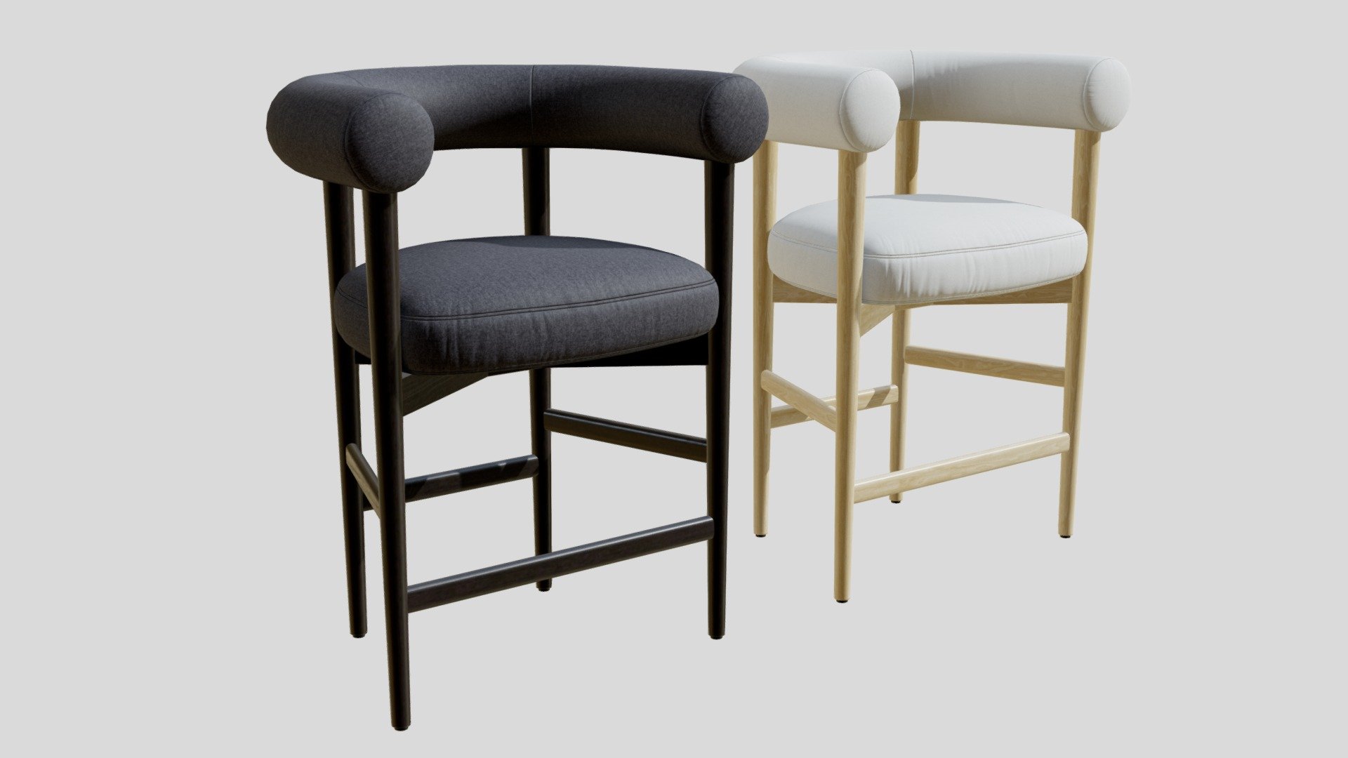 High-quality 3d model of a Crate and Barrel Mazz Curved Counter Stool by Leanne Ford.
2 colors

Original: https://www.crateandbarrel.com/mazz-charcoal-curved-counter-stool-by-leanne-ford/s434472

One stool contains: 
3986 polygons
4172 vertices - Crate&Barrel Mazz Counter Stool - Buy Royalty Free 3D model by 3detto 3d model