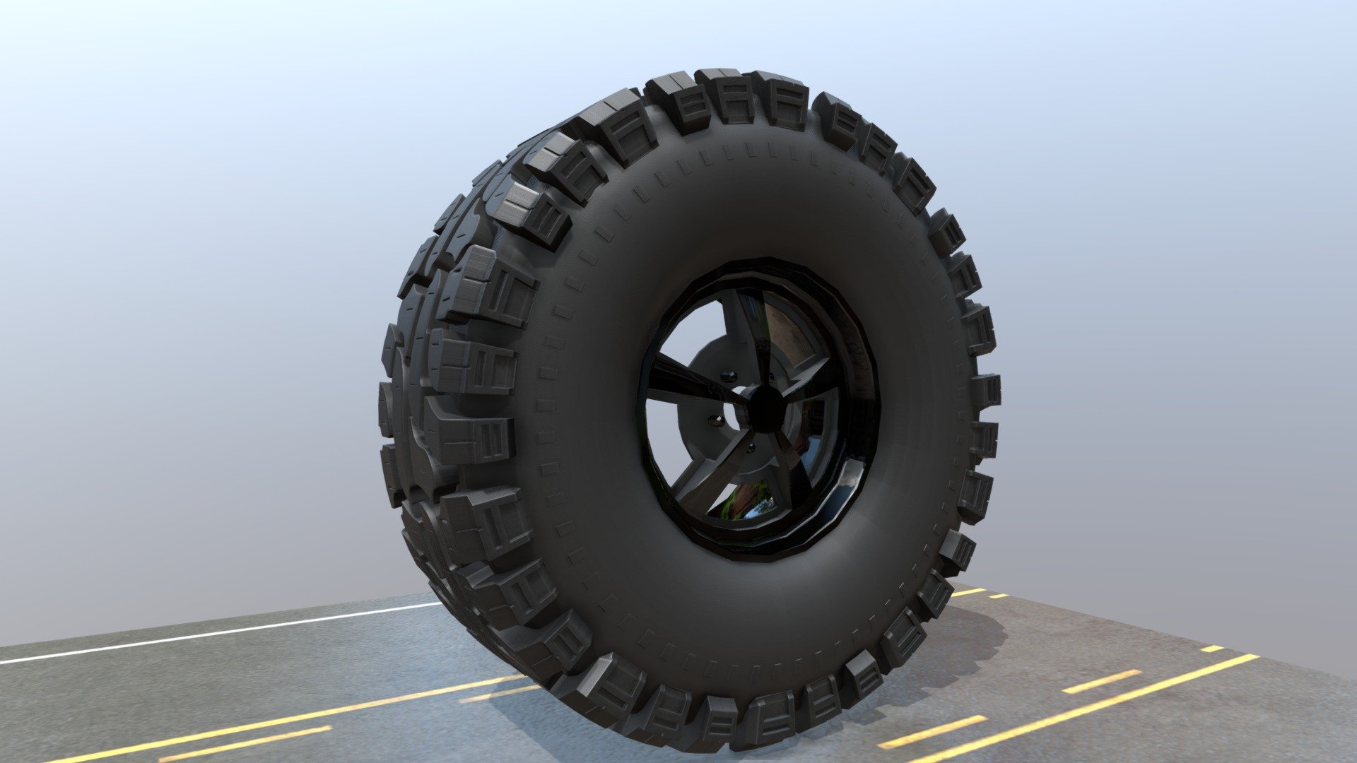 A tire modeled in 3ds Max for an apocolypse scene 3d model