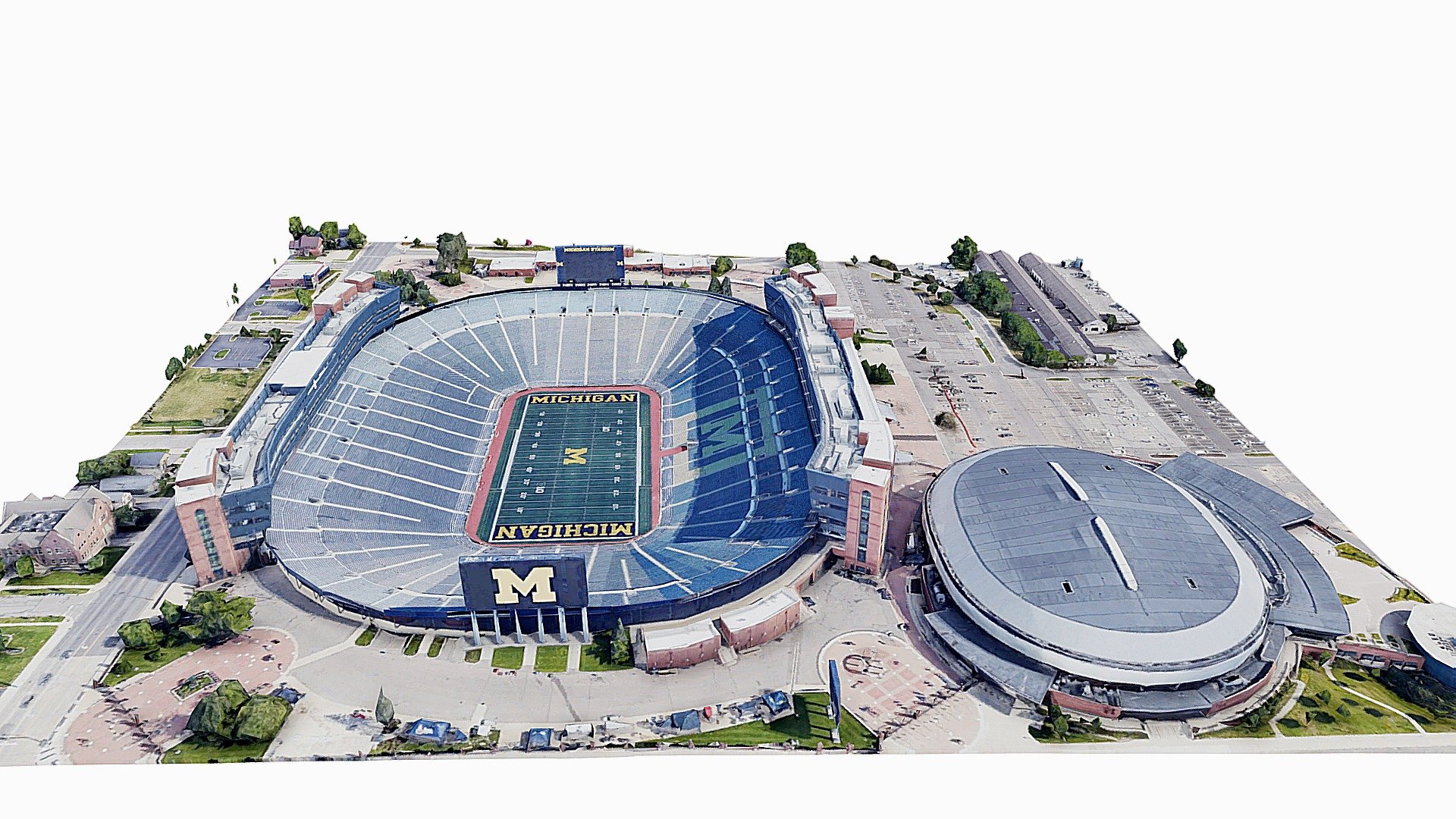 Realistic 3d model 1:1
Michigan Stadium, nicknamed The Big House, is the football stadium for the University of Michigan in Ann Arbor, Michigan. It is the largest stadium in the United States and the Western Hemisphere, the third largest stadium in the world, and the 34th largest sports venue in the world. Its official capacity is 107,601,but has hosted crowds in excess of 115,000 3d model