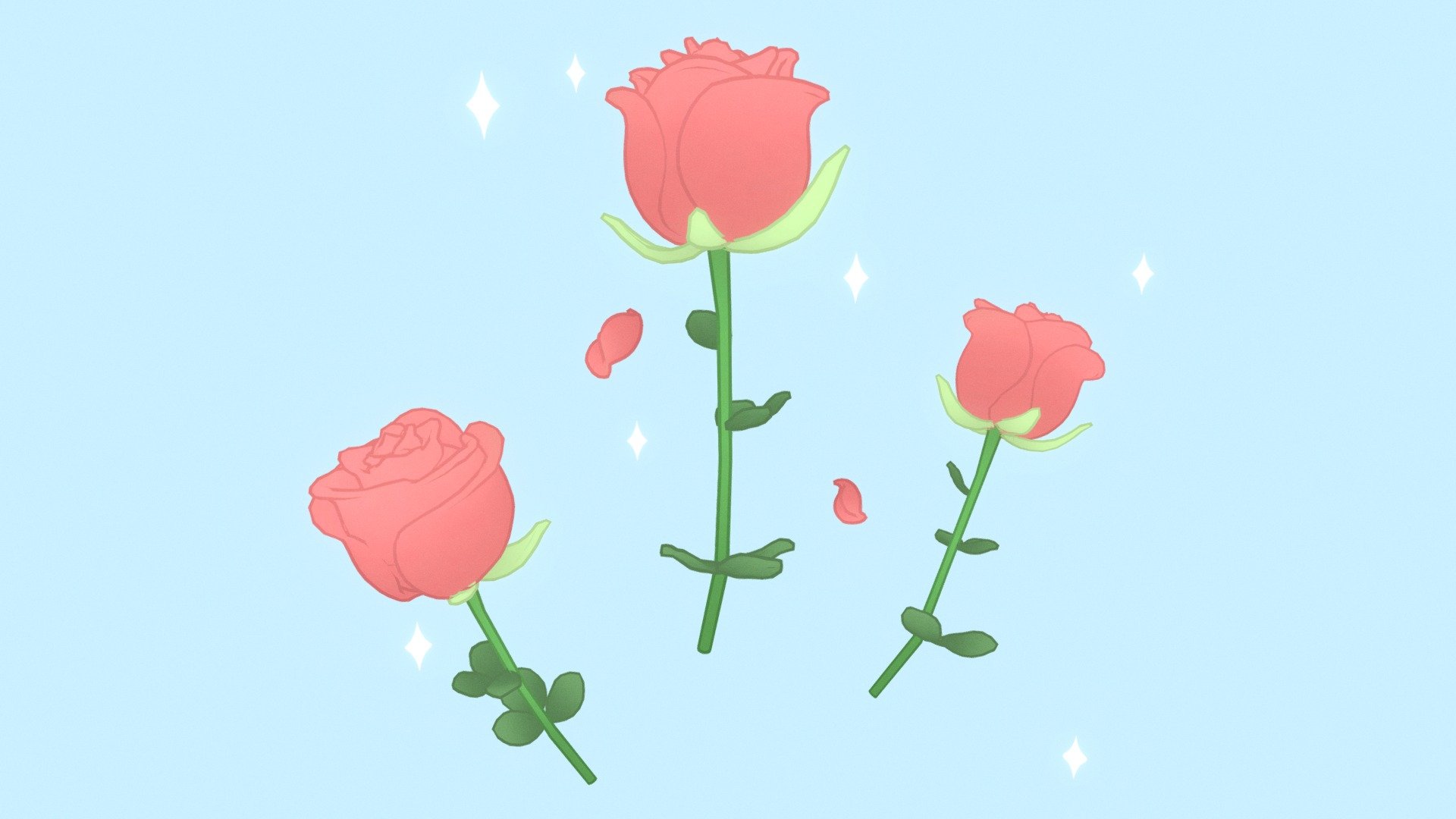 🌹 A bunch of stylised outlined roses ✨ - Stylised Roses - 3D model by Jay Topham (@sophee.jay) 3d model