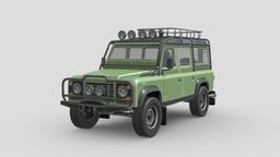 Low Poly Car automobile, power, vehicles, land, cars, suv, tough, classic, defender, rover, offroad, auto, landrover, land-rover, military-vehicle, military-transport, vehicle, military, car, landrover-defender, land-rover-defender