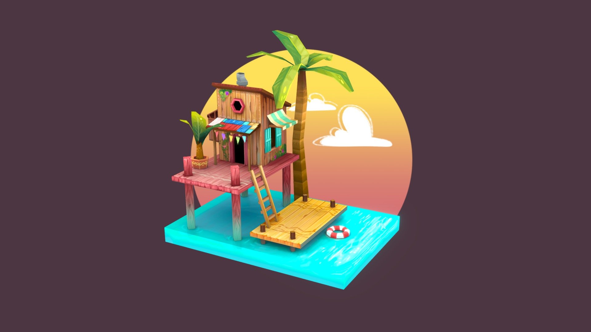 My very first modeled and handpainted structure for the Sketchfab Hand Painting Challenge: Summer Cottage! This is the first time I’ve ever done something like that and I learned… a LOT. Whew. Happy summer! - Sketchfab Summer - Download Free 3D model by jmarieray 3d model