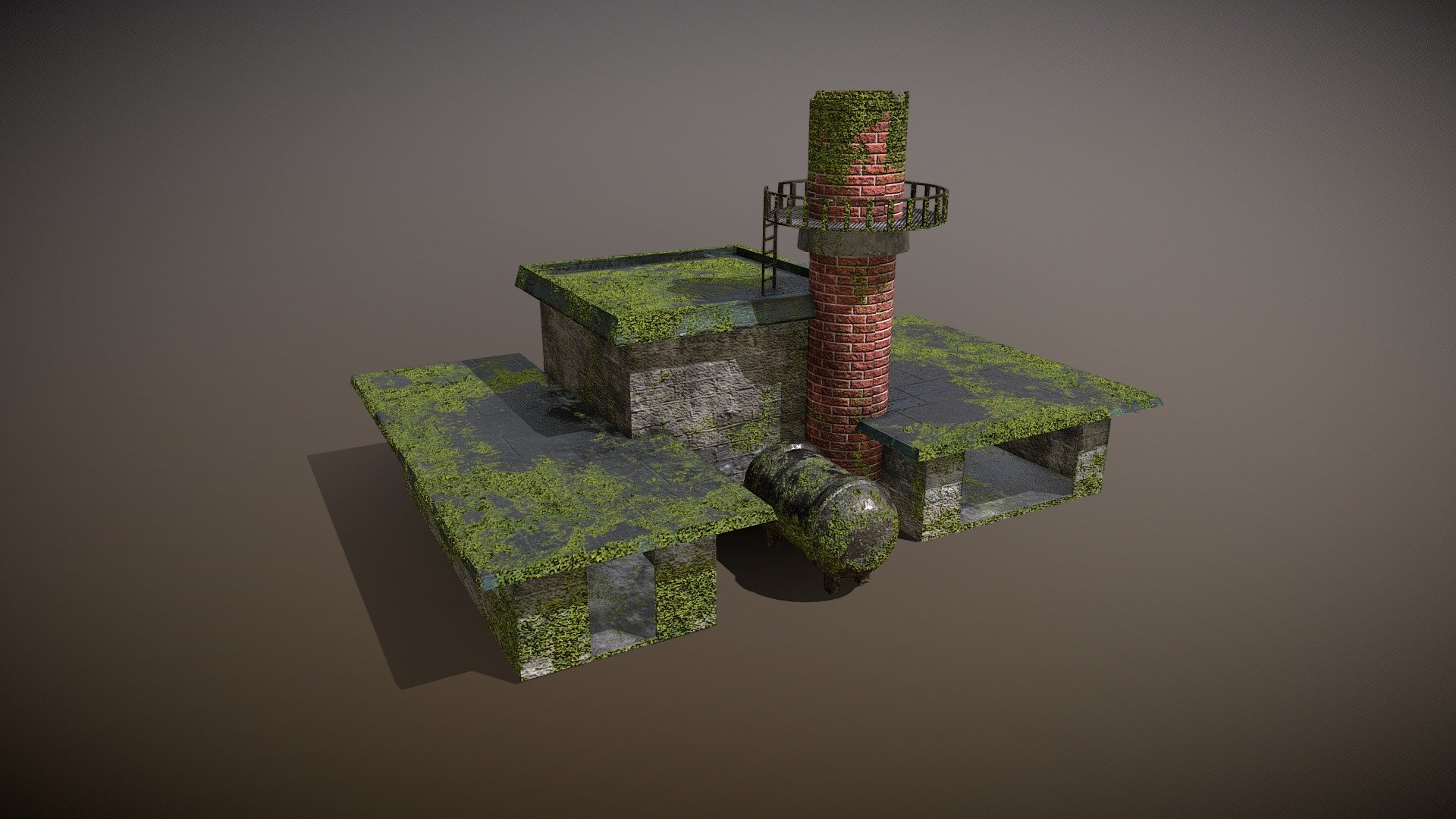 Enterable Post-Apo factory building.. one 2048 pbr material with DX normalmap - Old Factory Mossy - Buy Royalty Free 3D model by Thunder (@thunderpwn) 3d model