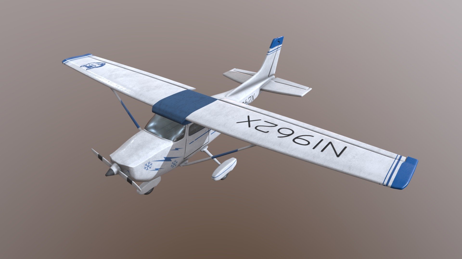 Cessna  C-172  bluee design

Rotor, wings, stabilizators all with origins for animation ready. 

Blender 2.9 modeled
Blender 2.9 modeled
Substance painter original textures 2k res. 
Realstic scale asset and game ready.
Download includes:
2k &amp; 4k PBR textures
.blend file
.fbx - Cessna  C-172  bluee design - Buy Royalty Free 3D model by Thomas Binder (@bindertom61) 3d model
