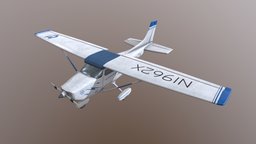 Cessna  C-172  bluee design sky, airplane, wings, airport, engine, rotation, cessna, glass, asset, fly, gameready, proop